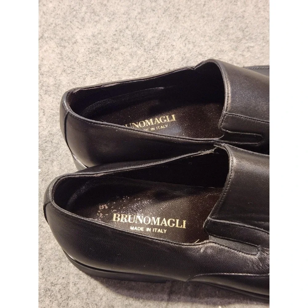 Bruno Magli Raging Shoes Mens Size 9.5 Black Leather Slip On Dress Oxford Italy